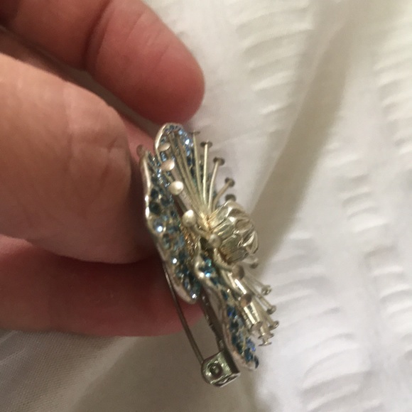 Marc Jacobs Brooch Designer Jewellery blue crystals/rhinestone flower - Picture 11 of 16